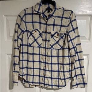 J. Crew Women’s Blue Windowpane Button-Up Shirt